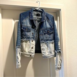 Two tone ripped denim jacket